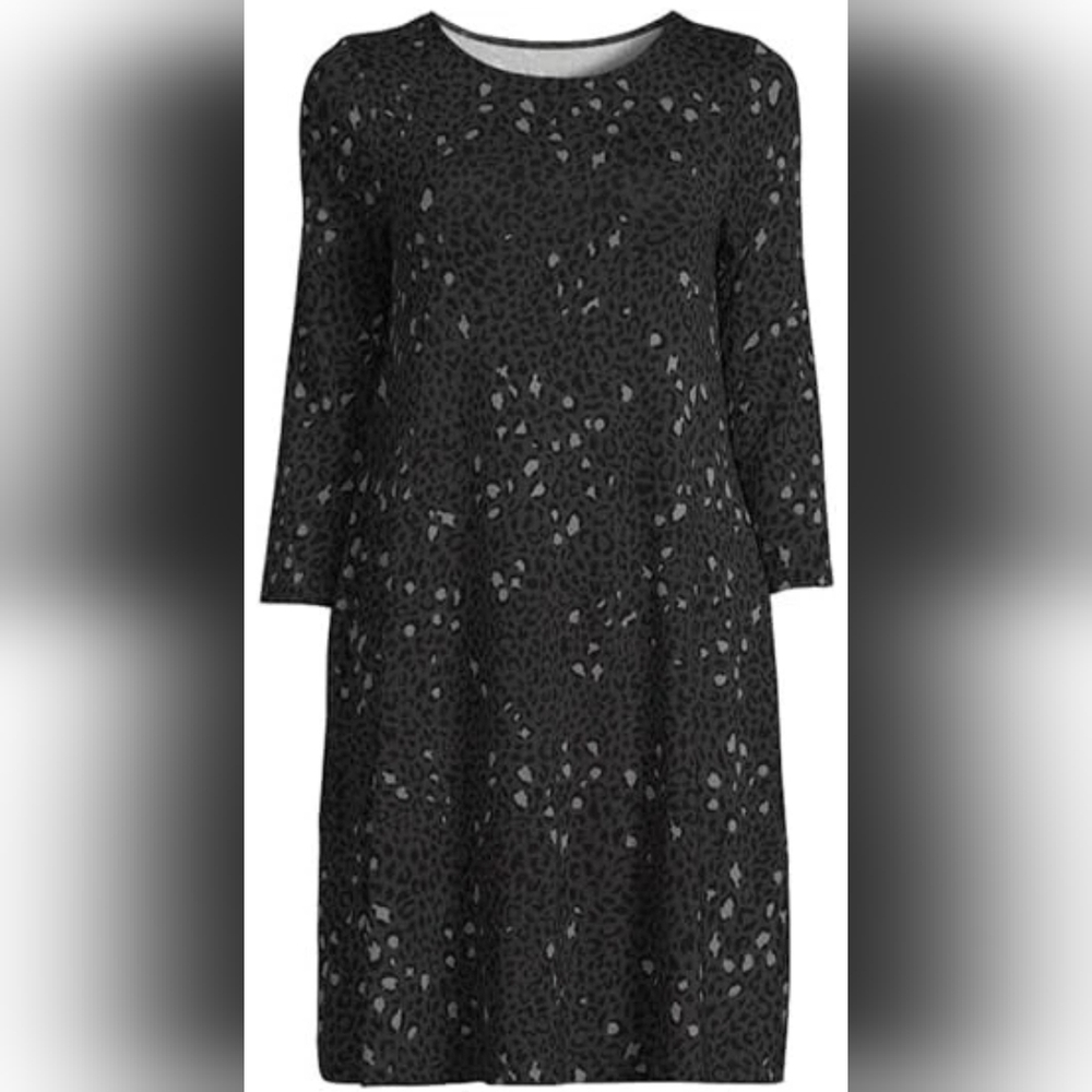 Time and Tru Women's knit dress Black Gray Animal Print L 12-14